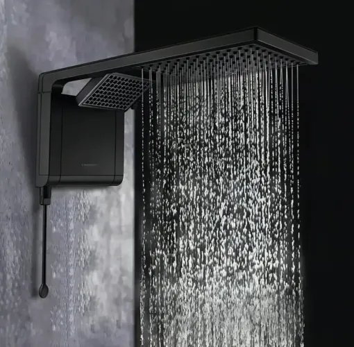 Chuveiro Acqua Duo Preto Fosco Black Matte 5500w Lorenzetti 127v + 1 resistência de brinde