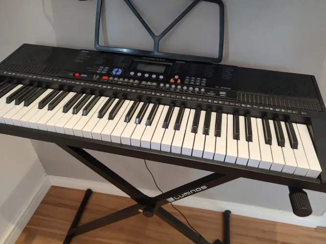 Teclado Concert C300 na caixa mais o suporte LX D-10 com trava e altura ajustável 