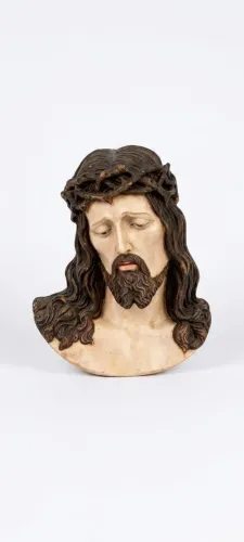 Arte Sacra: Escultura Sagrada Face De Cristo Em Gesso (24x21,5cm)
