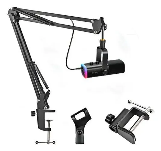 FIFINE-Kit de Microfone XLR Dinâmico com Braço Boom para Mixer,Gaming RGB, para PC, PS5