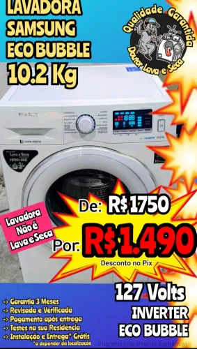 LAVA e SECA (Lavadora) SAMSUNG 10.2Kg BRANCA CRISTAL ECO BUBBLE, Entrega Grátis*! GARANTIA