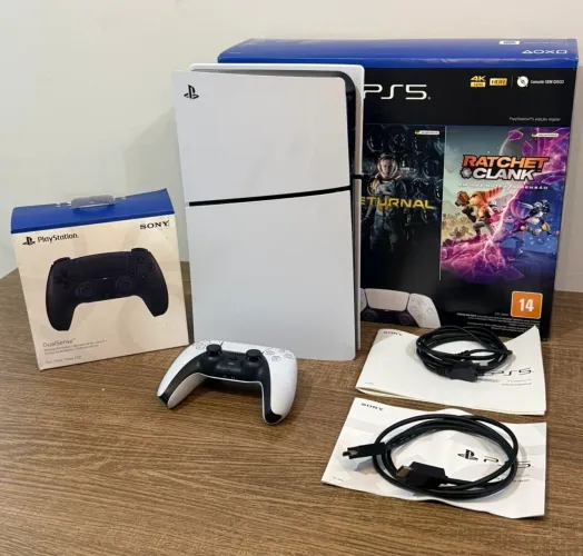 Ps5 slim c/ 50 jogos + caixa e nota ( Na Garantia Sony)