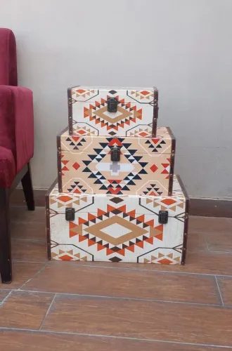 caxinhas baú decorativo usado Kit com 3 caixas