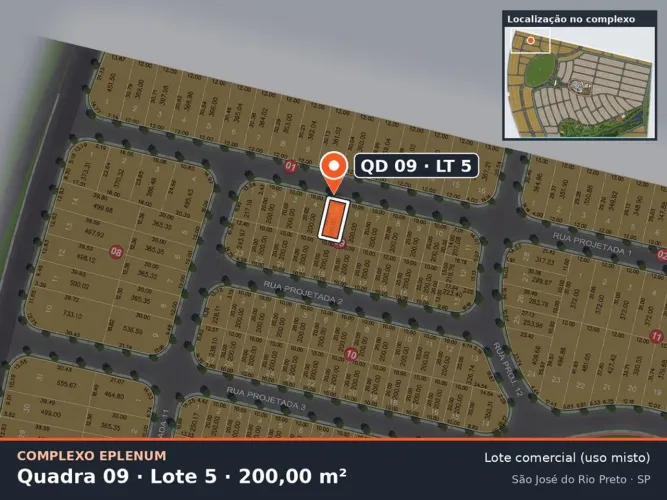 Lote comercial 200 m² no Eparque Mirage  Complexo Eplenum, Zona Sul