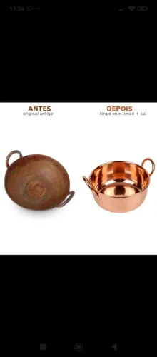 Tacho Cobre Puro Antigo 30 cm Pesado Original - Sem Furo