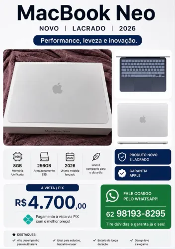 MacBook Neo M2 2026 lacrado