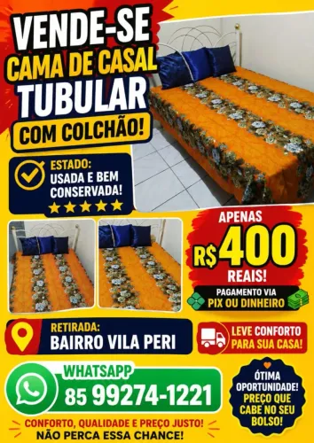 Cama casal tubular com colchão