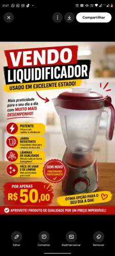 Liquidificador usado em excelente estado