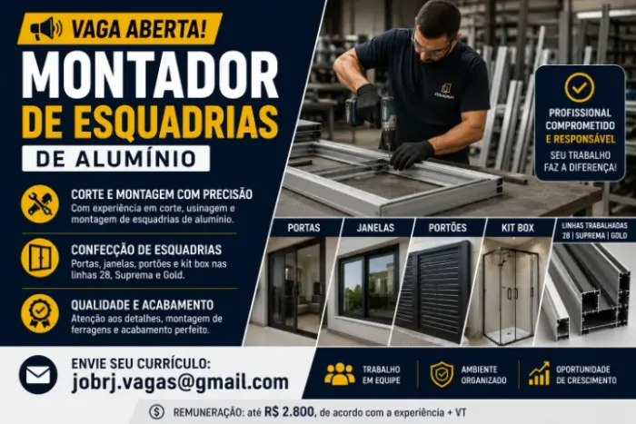 VAGA - MONTADOR DE ESQUADRIAS DE ALUMÍNIO