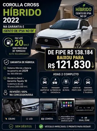 Toyota Corolla Cross XRV 1.8 16V Aut.(híbrido) 2022