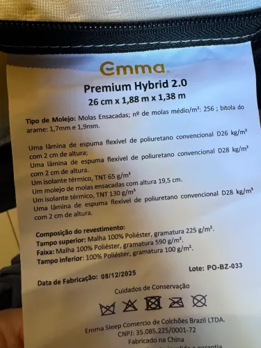 Colchão Casal Emma Hybrid 2.0