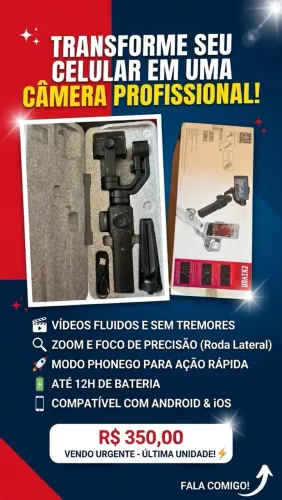 estabilizador mecânico (gimbal) de 3 eixos para smartphones.