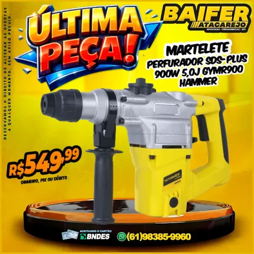 Martelete Perfurador SDS-Plus 900W 5,0J GYMR900 Hammer