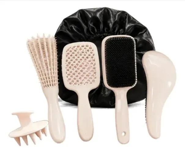 Kit 5 Escovas de Cabelo e Massageadoras Nude