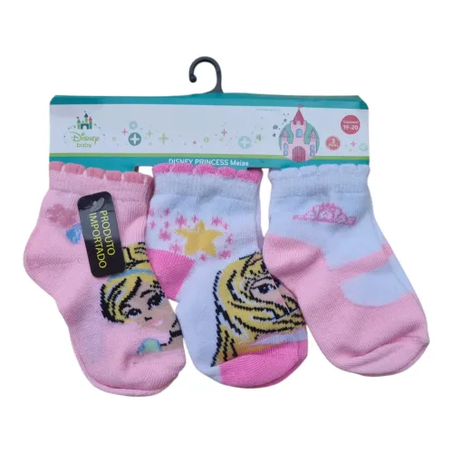 Kit 3 Meias Disney Importado Novo 3/6 meses.