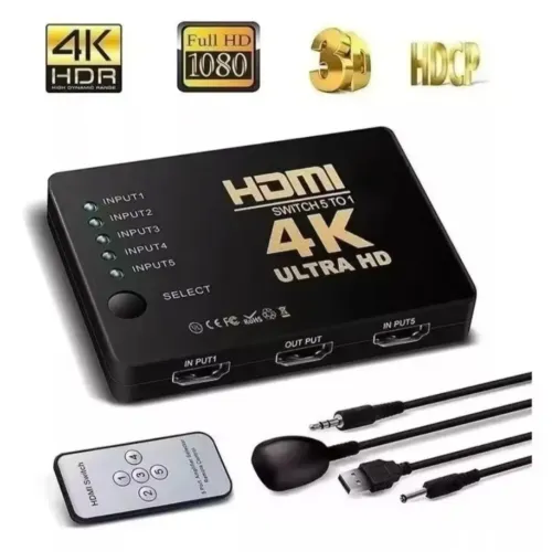 Switch HDMI adaptador hub 5x1 Splinter 4k com controle