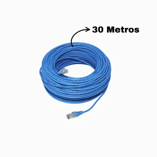 Cabo de Rede 30 Metros RJ45 CAT5e Azul para Internet