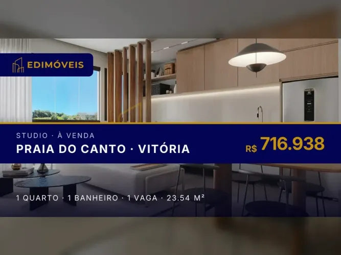 Praia do Canto: Studio 1 quarto ideal para investimento e locação