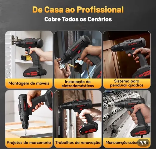 Soarfly kit parafusadeira furadeira sem fio impacto com 2 baterias 48V profissional