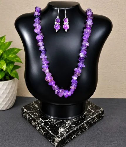 Conjunto feminino Pedra Natural Ametista brincos de Prata 925