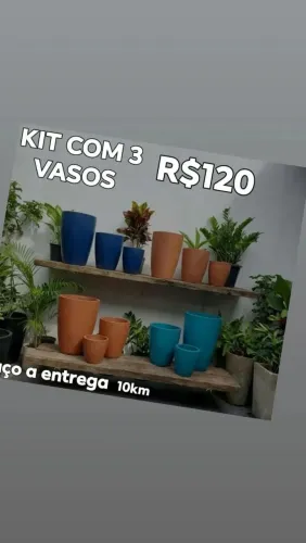 KIT COM 3 VASOS P M G VASOS DE CIMENTO PARA PLANTAS