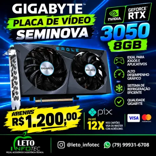 Placa de Video RTX 3050 8GB GIAGBYTE SEMINOVA