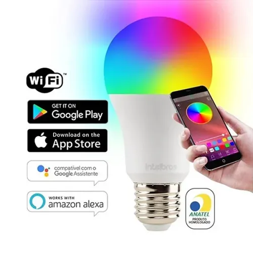 Lâmpada Smart Inteligente Com 16 milhões de Cores Wi-Fi Compatível Com Alexa - Intelbras