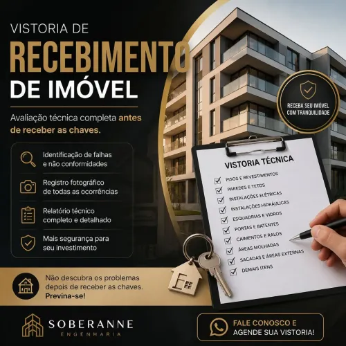 Vistoria de recebimento de imóveis/ recebimento de chaves 