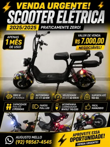 Vendo Moto Scooter eletrica 2025/2025, Único dono, Apenas 1 mês de uso, Praticamente Zero