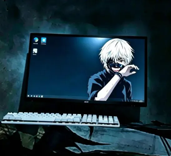 Monitor gamer com teclado e mause junto mais mause pad