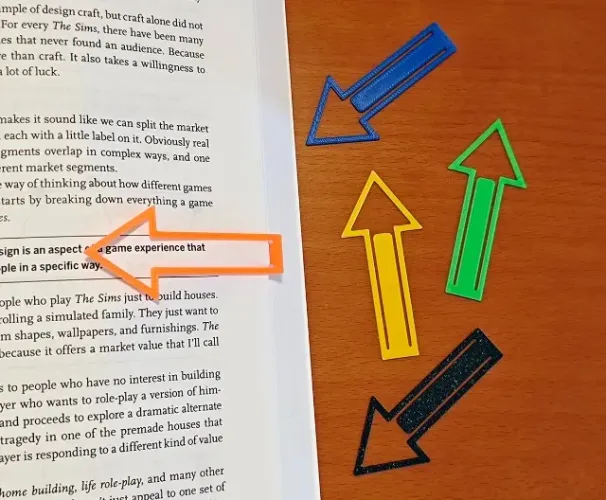 Marca Página Seta 3D - Kit 10 Unidades para Livros e Estudos