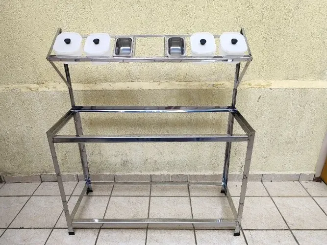 Estação de Preparo e Porta Temperos e Condimentos Inox Absoluto Metais Profissional