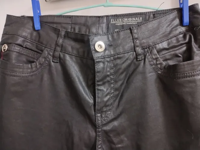 Calça Ellus feminina jeans encerado preta 38