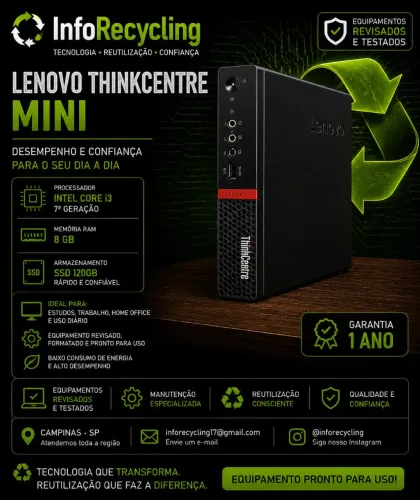 Computador Mini Lenovo ThinkCentre - Intel Core i3 7ª Geração