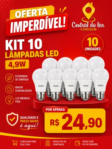 Kit 10 lâmpadas led 4,9W