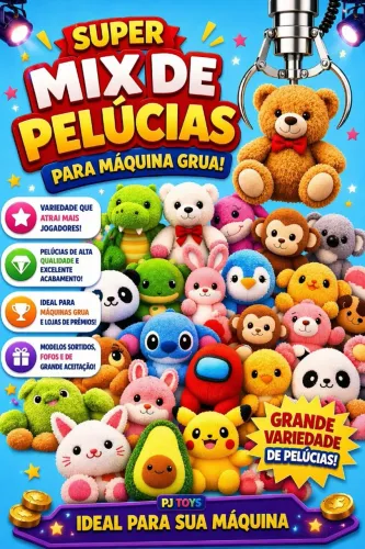 Mix de Pelúcias para máquina grua