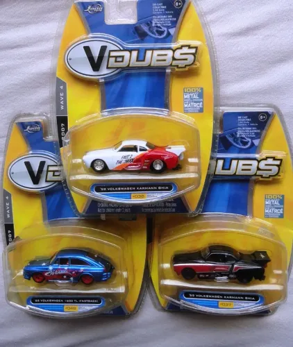 jada toys v dub$ 59 trio volkswagen karmann ghia + 65 1600 TL fastback leia