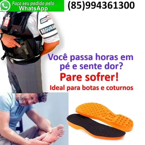 Palmilha Laranja Gel Super Macia Confortável Para Guarda Noturno Vigilante Policial Segura