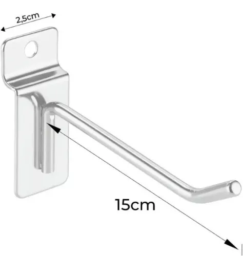 100 Ganchos para painel canaletado de 15cm