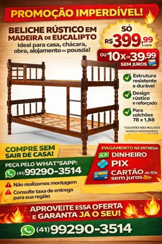 Beliche torneado madeira novo # 10x sem juros no cartão