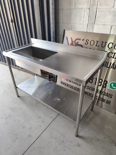 Pia inox 1 bojo 2,20×0,60×0,90 bojo 60×40 chapa 22