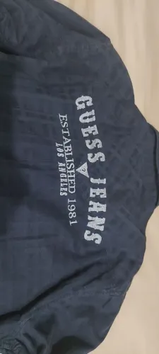 Camisa masculina GUESS XXL cinza xadrez pérola colarinho manga longa logotipo bordado