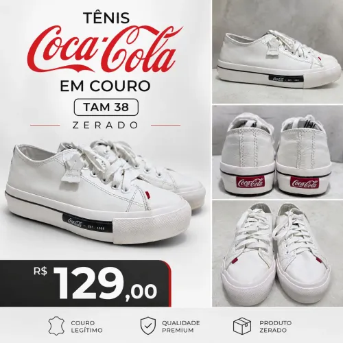 Tenis coca cola zerado em couro tam 38