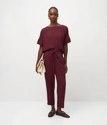 Calça Fluida em crepe vinho