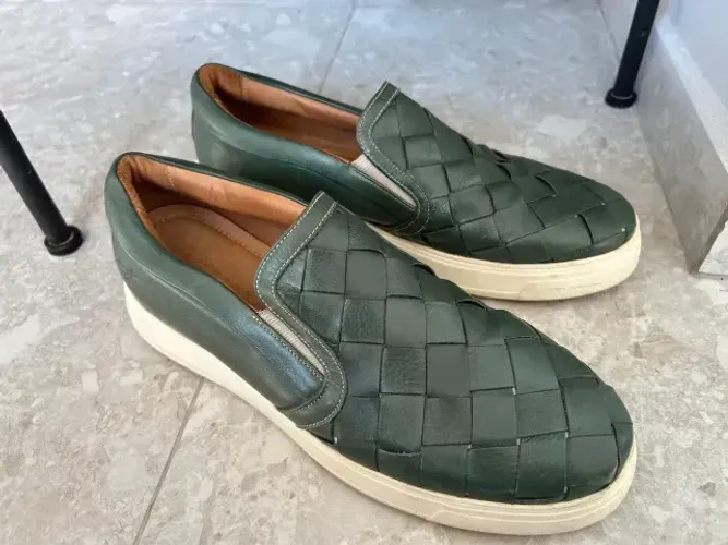 Tênis Slip On Majorano Couro Trançado Verde Tam 43/44