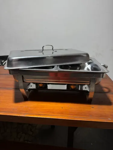 Rechaud Retangular Gourmet Buffet Aço Inox Brinovar (2 Cubas)