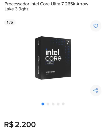 PROCESSADOR GAMER INTEL ULTRA 7 265K NOVO OEM COM GARANTIA I3 I5 I7
