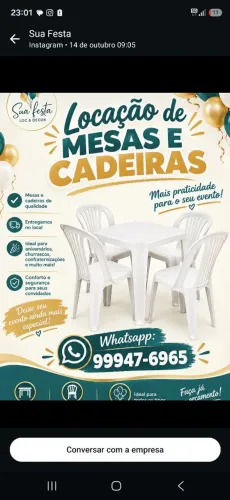 Aluguel de mesas e cadeiras