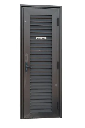 Porta Veneziana de Alumínio Marrom com Batente - 69 x 210 cm