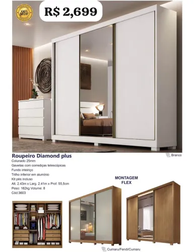 Guarda Roupa Casal 100% MDF